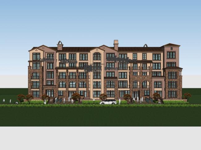 Sketchup住宅模型|多层住宅小区，古典风格