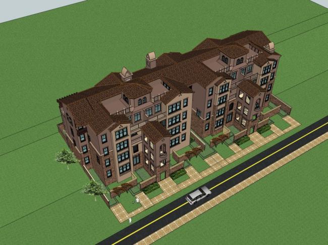 Sketchup住宅模型|多层住宅小区，古典风格