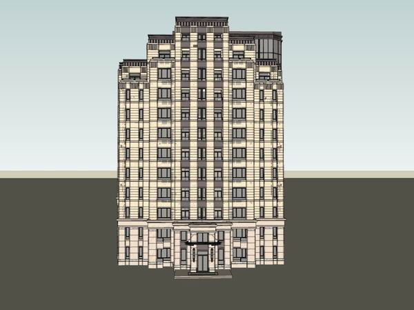Sketchup住宅模型|高层住宅，古典风格，12层