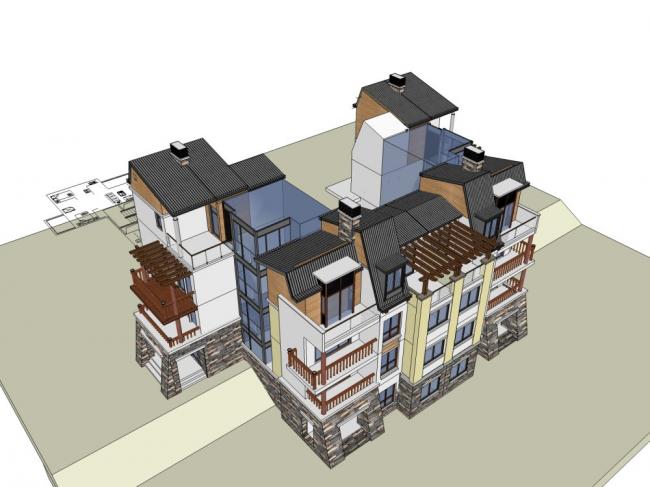 Sketchup住宅模型|多层住宅小区，古典风格