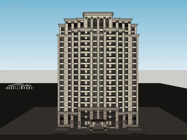Sketchup住宅模型|高层住宅小区，古典风格，19层