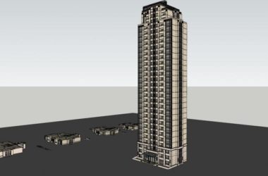 Sketchup住宅模型|超高层住宅小区，古典风格，30层-BIM建筑网