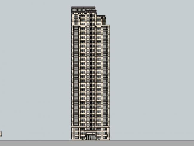 Sketchup住宅模型|超高层住宅小区，古典风格，30层