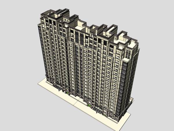 Sketchup住宅模型|高层住宅，古典风格，18层