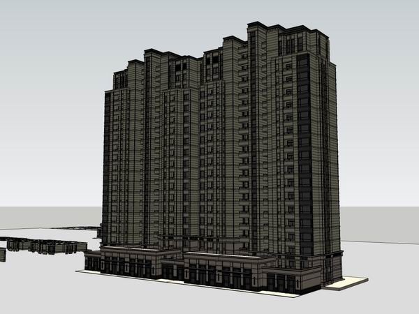 Sketchup住宅模型|高层住宅，古典风格，18层