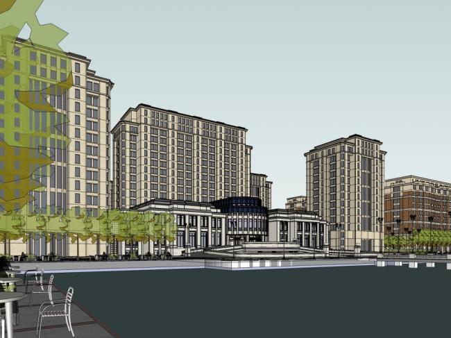 Sketchup住宅模型|高层住宅，古典风格，多层