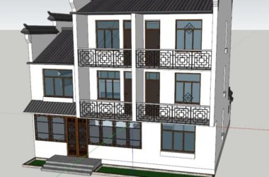 Sketchup住宅模型|多层徽派民居，住宅，中式风格-BIM建筑网