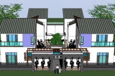 Sketchup住宅模型|多层四合院，住宅，古典风格-BIM建筑网