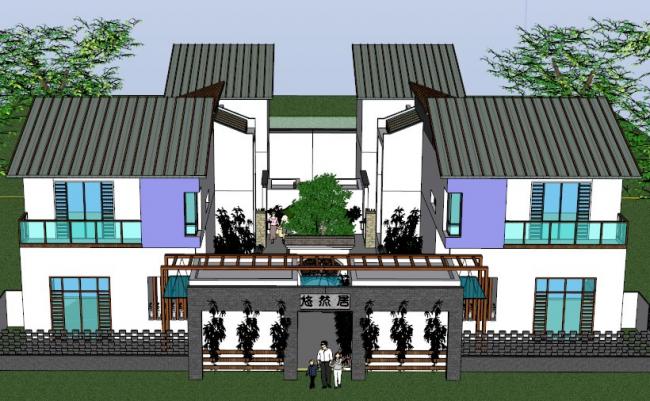 Sketchup住宅模型|多层四合院，住宅，古典风格