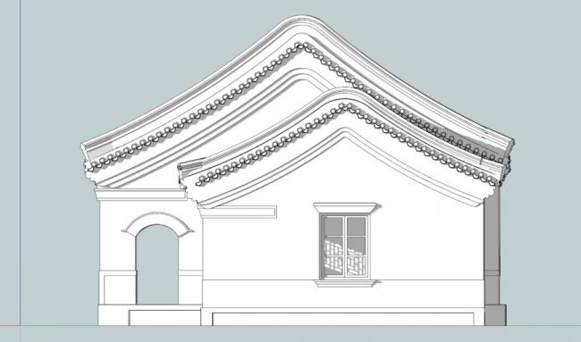 Sketchup住宅模型|多层北方卷棚民居，住宅，中式风格