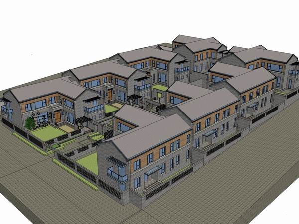 Sketchup住宅模型|多层住宅，中式合院，古典风格