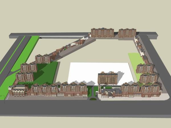Sketchup住宅模型|多层住宅小区（含会所），古典风格