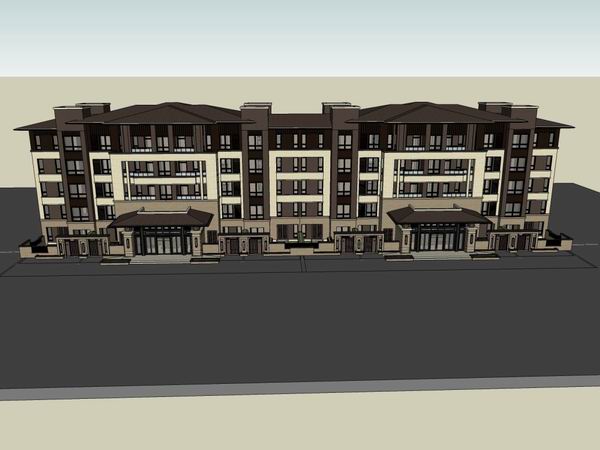 Sketchup住宅模型|联排住宅，古典风格