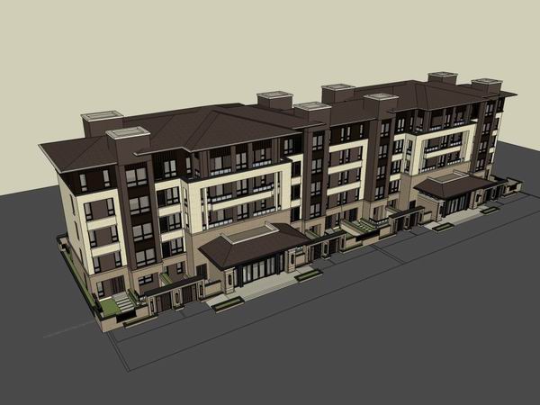 Sketchup住宅模型|联排住宅，古典风格