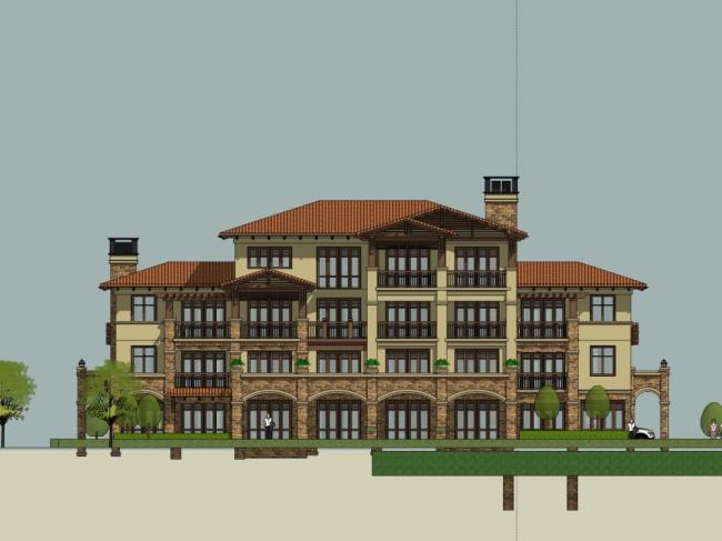 Sketchup住宅模型|多层住宅公寓，古典风格