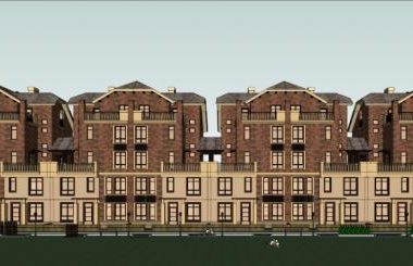 Sketchup住宅模型|多层叠拼住宅，花园洋房，古典风格，英式风格-BIM建筑网