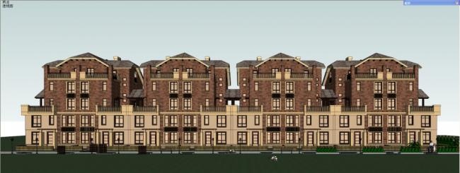 Sketchup住宅模型|多层叠拼住宅，花园洋房，古典风格，英式风格