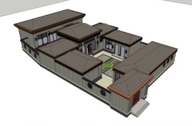 Sketchup住宅模型|多层四合院，中式风格-BIM建筑网