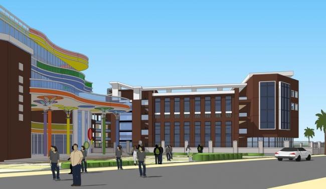 Sketchup学校模型|多层学校，小学，教学楼，曲面屋面，教育建筑，现代风格
