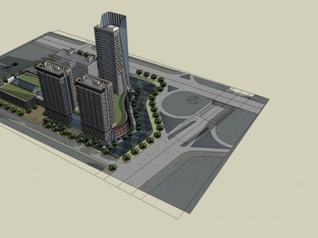 Sketchup综合体模型|高层商业综合体，现代风格