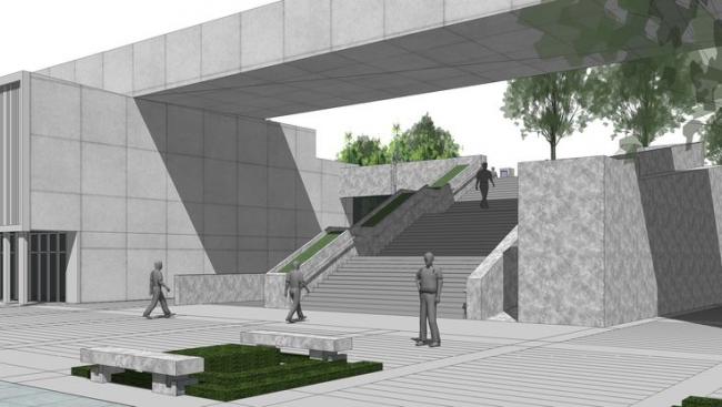 Sketchup文化模型|多层展馆，广场景观设计，文化建筑，现代风格