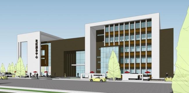 Sketchup文化模型|社区活动中心，现代风格，文化建筑