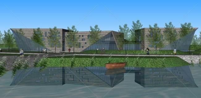 Sketchup文化模型|展览馆，现代风格，文化建筑