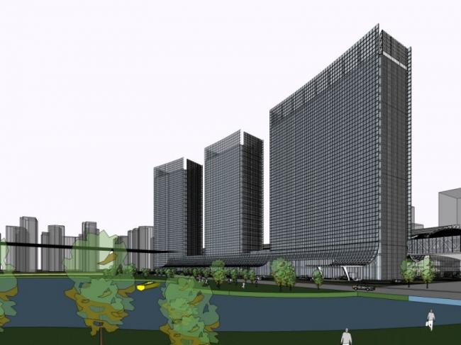 Sketchup文化模型|高层会展中心，文化建筑，现代风格