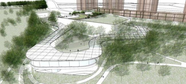 Sketchup景观模型|街边公园，现代风格，公园景观