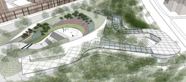 Sketchup景观模型|街边公园，现代风格，公园景观