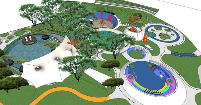 Sketchup景观模型|儿童乐园，现代风格，公园景观