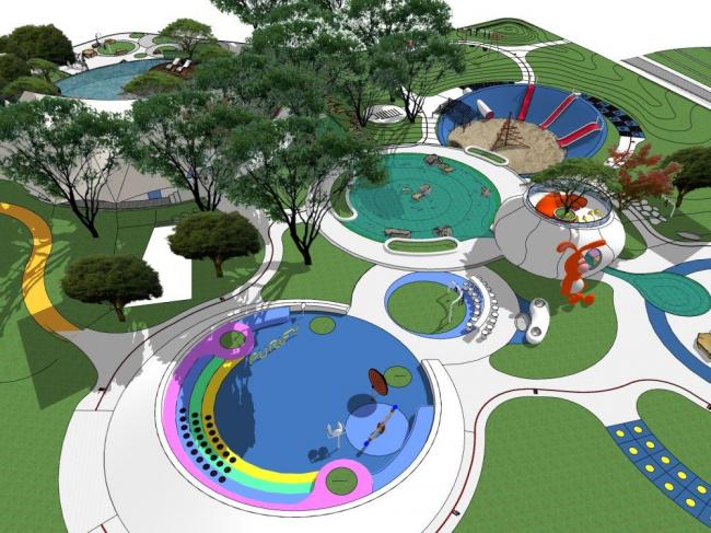 Sketchup景观模型|儿童乐园，现代风格，公园景观