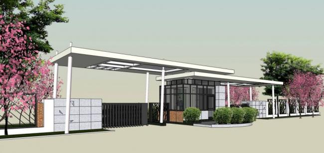 Sketchup景观模型|门卫室，入口，单层，景观，现代风格