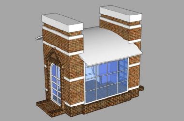 Sketchup小品模型|保安亭保安室门卫岗亭素材组件，小品-BIM建筑网