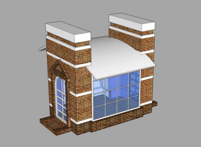 Sketchup小品模型|保安亭保安室门卫岗亭素材组件，小品
