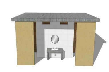 Sketchup小品模型|公园厕所，现代风格，小品-BIM建筑网
