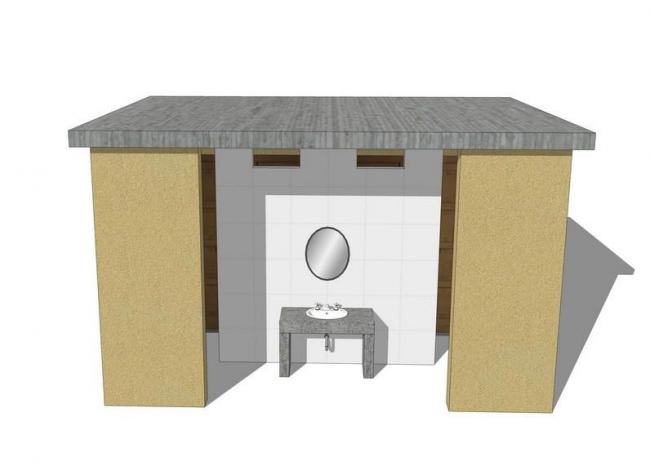Sketchup小品模型|公园厕所，现代风格，小品
