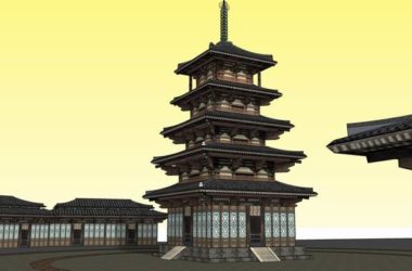 Sketchup古建筑模型|多层古塔，中式风格 ，古建-BIM建筑网