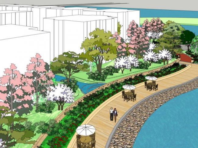Sketchup景观模型|驳岸景观，现代风格