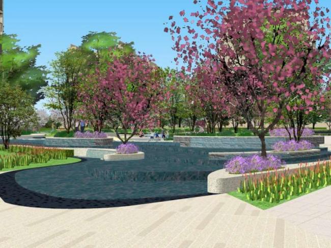 Sketchup景观模型|小区景观，住宅景观，现代风格