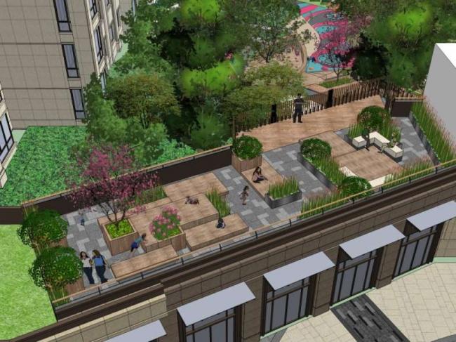 Sketchup景观模型|小区景观，住宅景观，现代风格