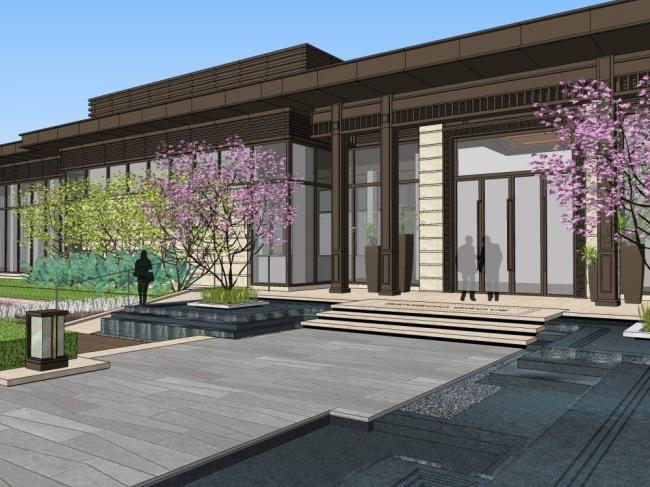 Sketchup商业模型|售楼处，中式风格，商业建筑