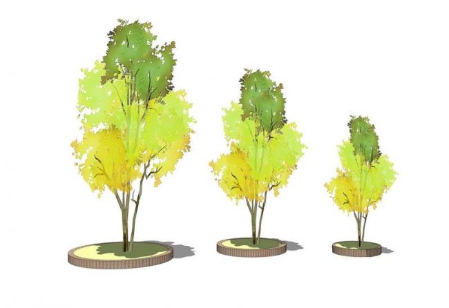 Sketchup素材模型|公园树池，景观素材