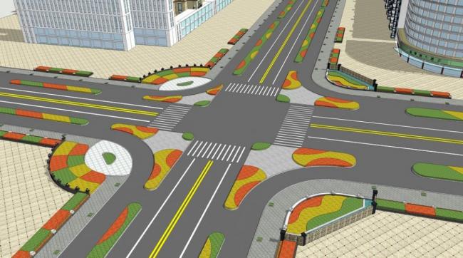 Sketchup景观模型|道路景观