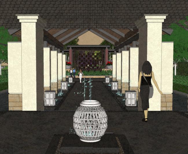 Sketchup景观模型|万科，住宅样板区，示范区景观，现代风格