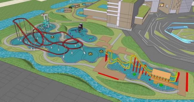 Sketchup商业模型|游客服务中心，游乐场，商业中心，现代风格