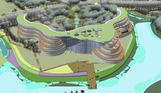 Sketchup酒店模型|多层生态酒店，现代风格