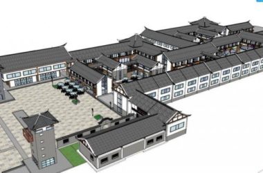 Sketchup商业模型|商业街，新中式风格-BIM建筑网