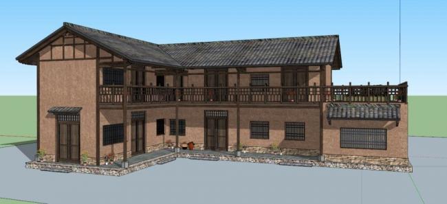 Sketchup酒店模型|民宿，中式风格，酒店
