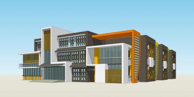 Sketchup学校模型|幼儿园，学校，教育建筑，现代风格